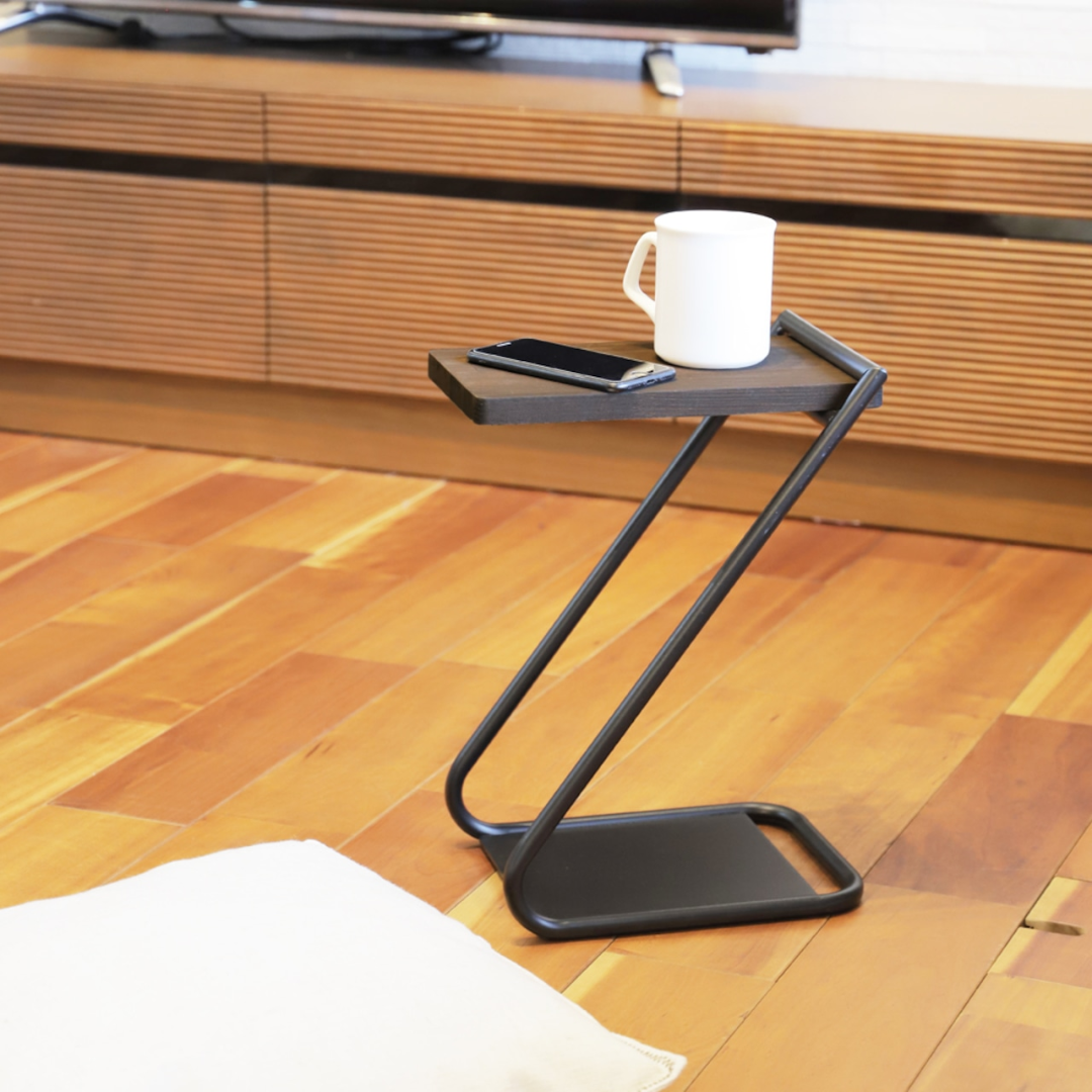 アイアンレッグ サイドテーブル Low｜高さ40cm 木製天板×スチール