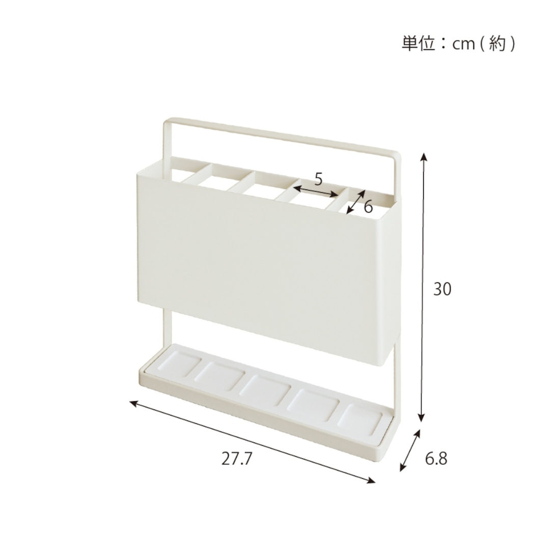 COLLEND（コレンド）珪藻土付き 傘立て スリム 5本収納｜ホワイト/ブラック