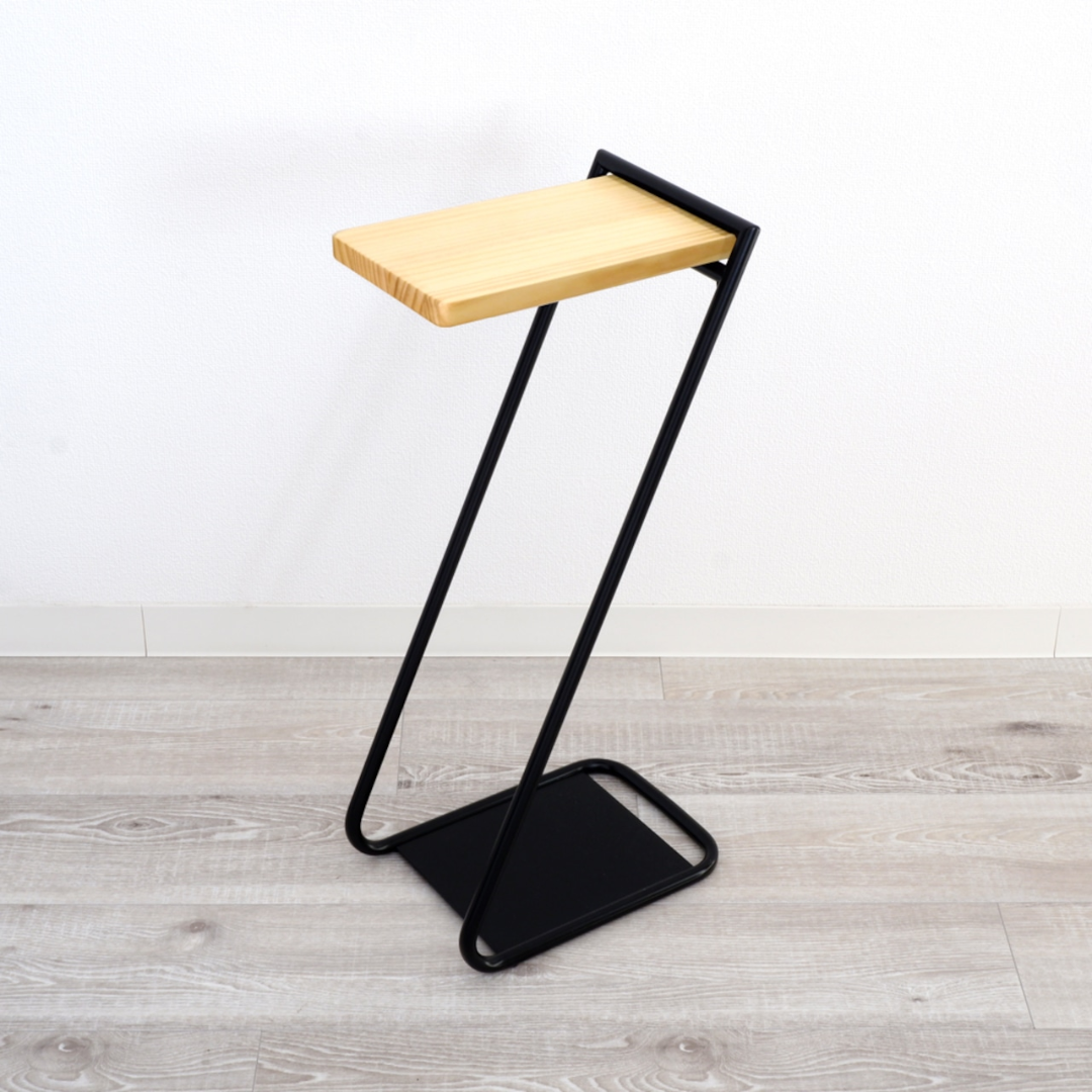 アイアンレッグ サイドテーブル High｜高さ60cm 木製天板×スチール ソファ・ベッドサイド