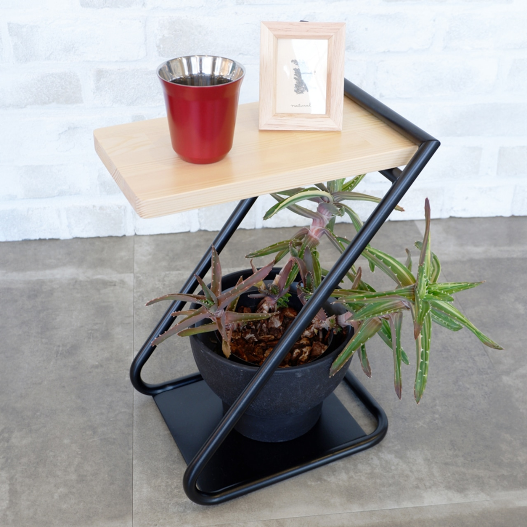 アイアンレッグ サイドテーブル Low｜高さ40cm 木製天板×スチール