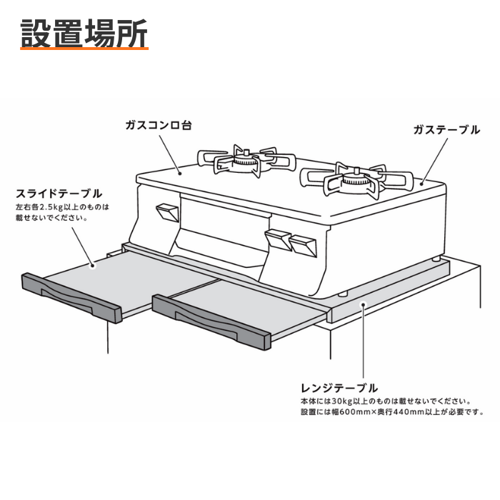 ガステーブル専用 レンジテーブル