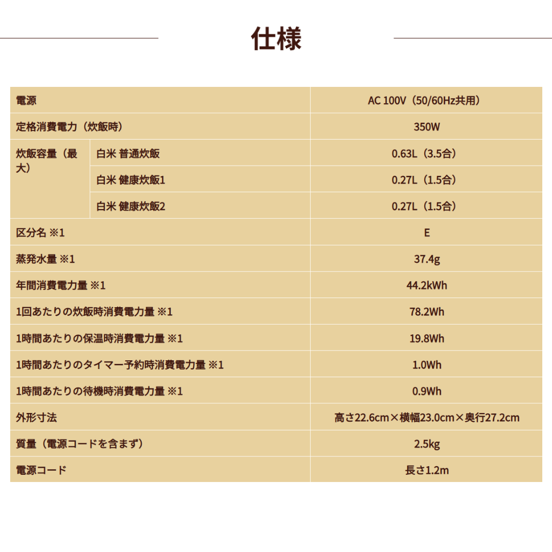 健康炊飯モード搭載 3.5合炊き コンパクト炊飯器｜保温対応