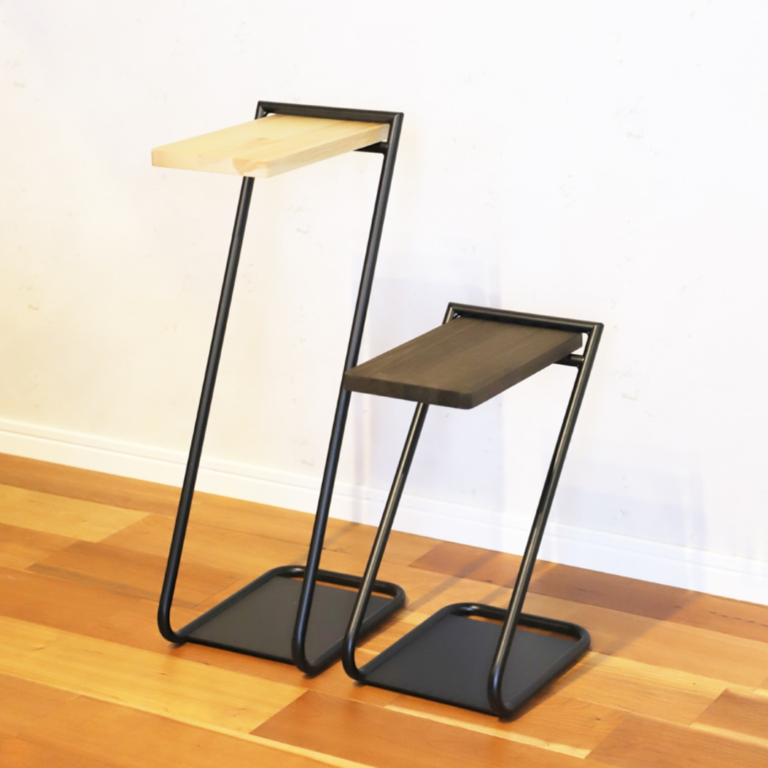 アイアンレッグ サイドテーブル Low｜高さ40cm 木製天板×スチール