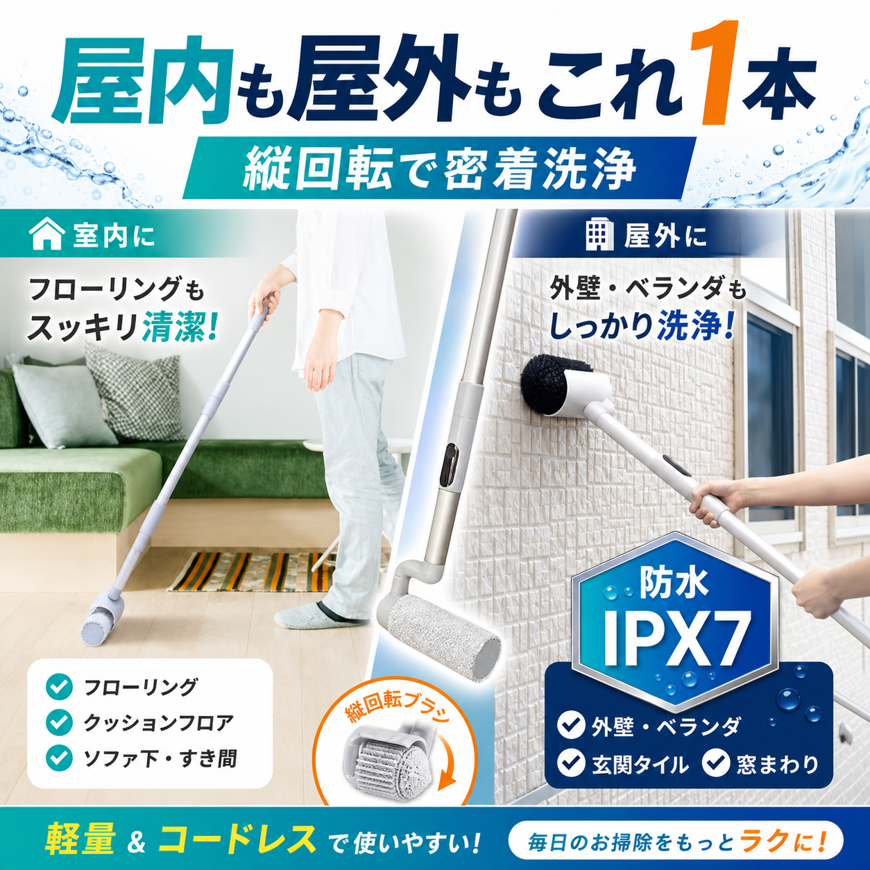 防水型パワフル回転ブラシ FoReRo（フォレロ）